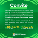 Prefeitura de Pontal do Araguaia Convida para Cerimônia de Entrega de Escrituras e Iluminação Pública no Loteamento Nova Esperança